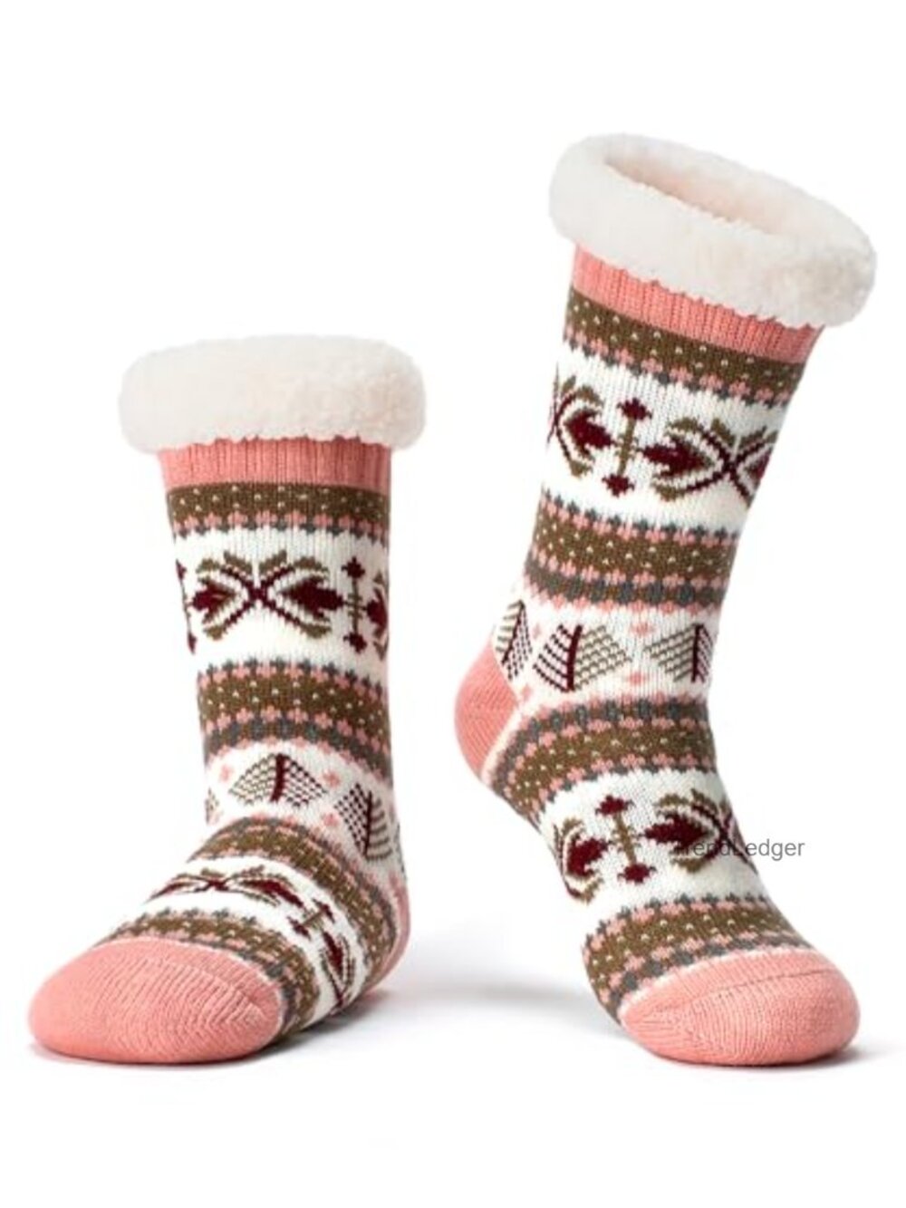 Fuzzy Sherpa Lined Slipper Socks with Grips Cozy Winter Gift